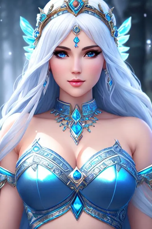 Prompt: Goddess of ice ,extremely realistic, hyperdetailed, pretty girl, RPG, D&D, highly detailed face, highly detailed eyes, full body, whole body visible, full character visible, soft lighting, high definition, ultra realistic, unreal engine 5, 8K, digital art