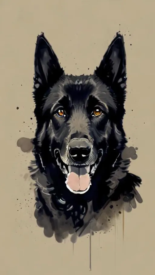 Prompt: a portrait of black german shepherd