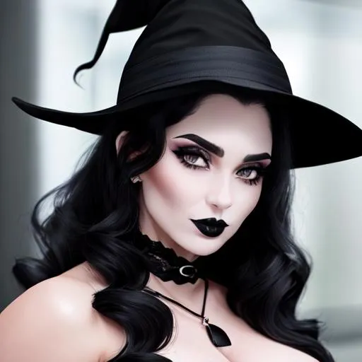Prompt: {{witch's hat}}
{{goth, black hair, medium hair with loose curls, ponytail, pale skin, black lipstick}}
{{woman, enormous muscles, giant muscles, muscular woman, hulking, flexing, biceps, {{full body}}}}

perfect face, perfect body, photorealistic, hyperrealistic, photograph, 22mm lens, 4k, hard lighting