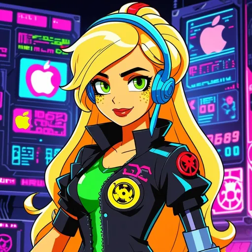 Prompt: cyberpunk equestria girls applejack