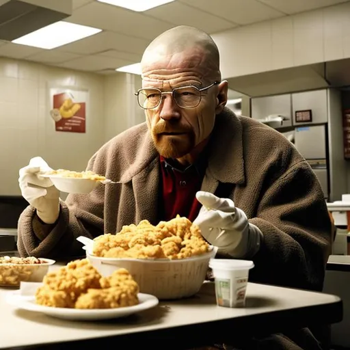 Prompt: Walter White eating KFC