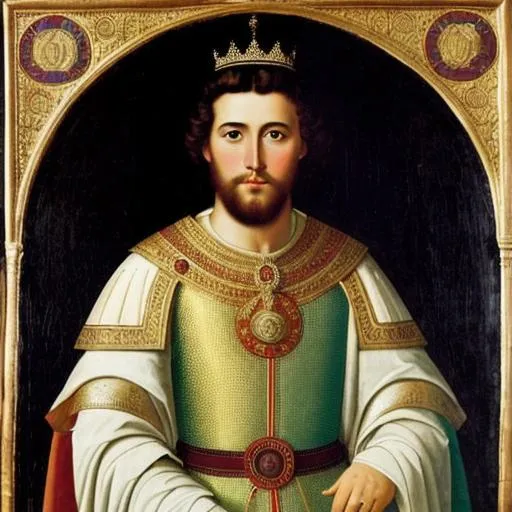 Prompt: portrait of a 10th-century Spanish light-haired king
