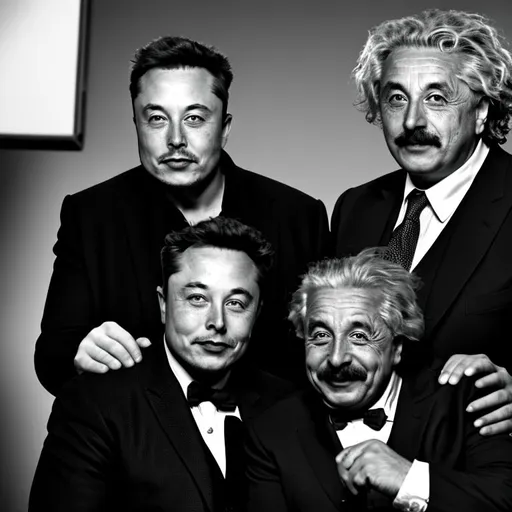 Prompt: imagine Elon Musk and Albert Einstein are doing an experiment, realism, Albert Einstein,
  Hyperrealistic, splash art, concept art, mid shot, intricately detailed, colour depth, dramatic, 2/3 face angle, side light, dark background, perfect camera shot, ultra-detailed, art, realistic, hyper-realistic, highly detailed, realism, 32k, photography, hdr, 1080p, cinematic, Hyperrealistic, fictional environment, mid shot, intricately detailed, colour depth, dramatic, side light, colourful background, beautifully shot, perfect composition, atmospheric, moody, natural white spotlight shining on subject. Realistic shadows