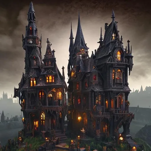 Prompt: Gothic Village in the Style of H. P. Lovecraf no Text
