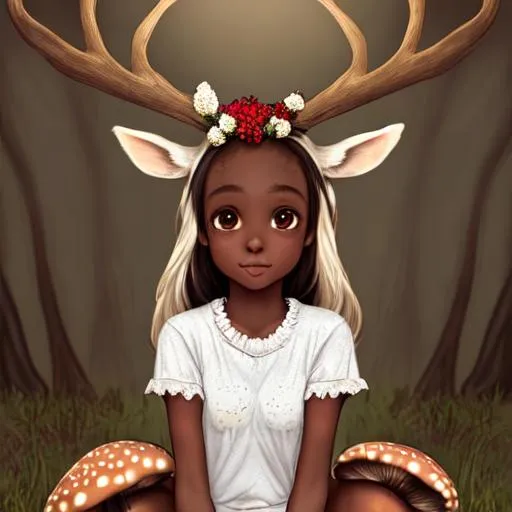 Lovely Doe Girl Big Brown Eyes Dark Skin White Fr Openart