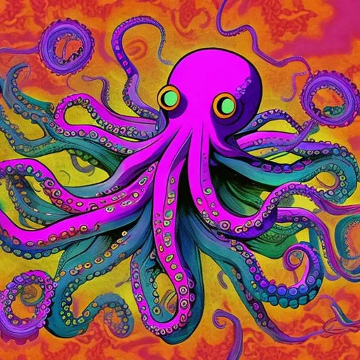 Prompt: Psychedelic octopus