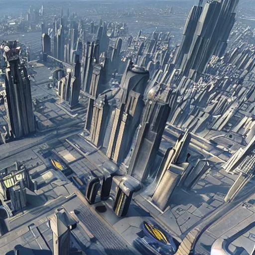 Prompt: Coruscant city view