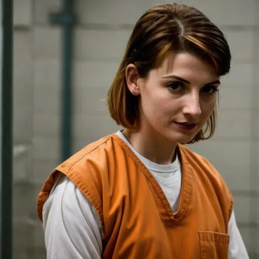 Prompt: young jodie whittaker as female inmate