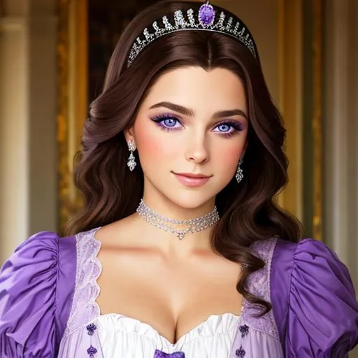 Prompt: European princess wearing purple, facial closeup