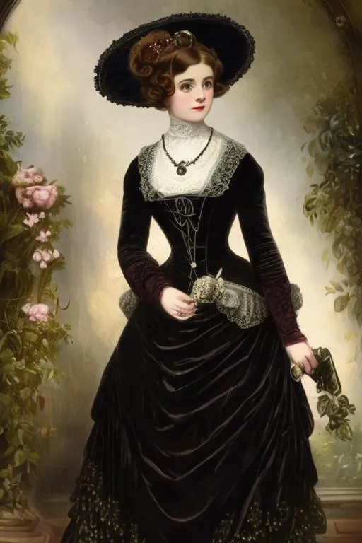 Prompt: Pink digital art beautiful Victorian lady