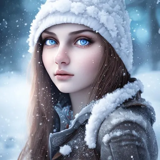 Prompt: Russian girl, high detail, 8K, High detail, Pretty eyes, snow, beautiful