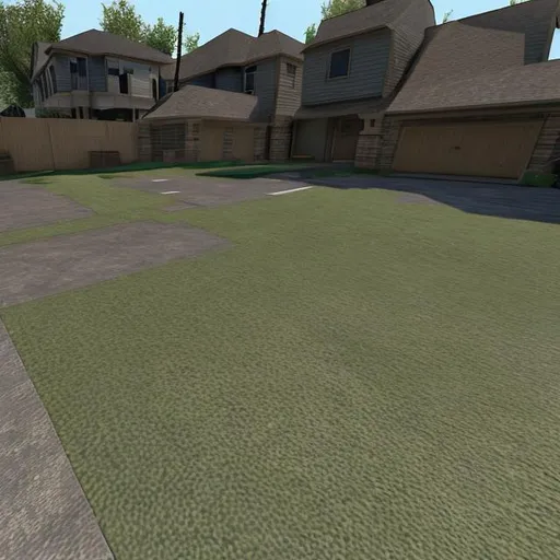 Prompt: suburban neighborhood counter strike textured 