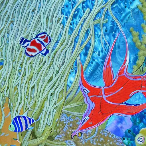 Oil paint of marine organisme by masashi kishimoto | OpenArt