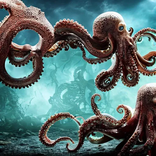 Prompt: Infected zombie octopus, 4k, photo, scary, HD.
