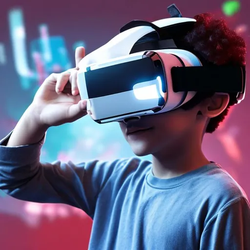 Prompt: boy with virtual reality headset
