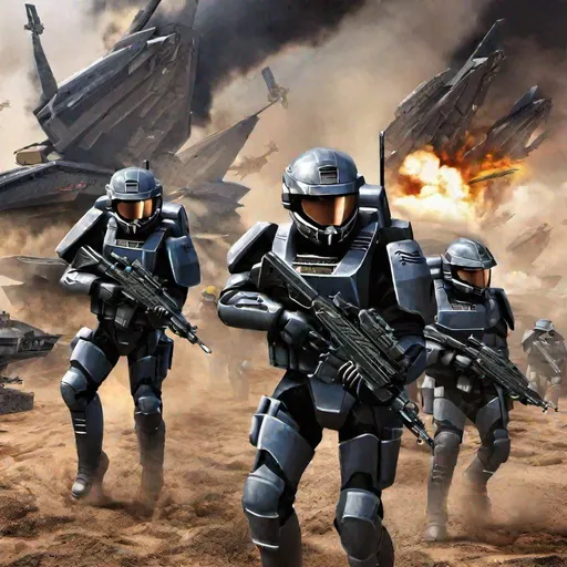 Prompt: #Vasa# soldiers, {high quality illustration} starship troopers from starship troopers,