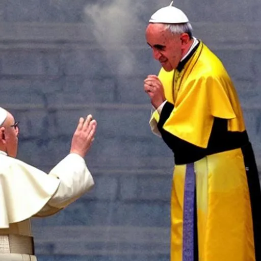Prompt: The pope imitates a super sayian.
