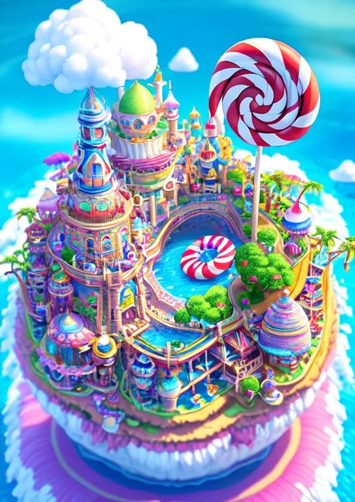 Prompt: 70 mm lens, cinematic shot, centered, award winning CGI, perfect angle,

{isometric island full of sweets and cakes (lollipop, whipped cream), ocean background, celebration, fantasy, surreal, epic fantasy, dreamland}, children dream,

(Detailed, finest detailed, ultra detailed, intricate),

vibrant color, volumetric lighting, dynamic lighting, depth of field, hard shadow, reflection, sharp focus,

photography, digital imaging, trending on artstation, 3D renders, unreal engine, HD, UHD, 64K, 128K, masterpiece, professional work.