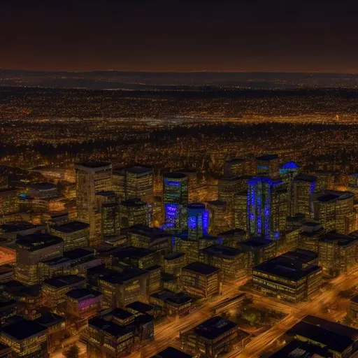 Prompt: cinematic lighting, surrey bc canada downtown, buildings, at night
