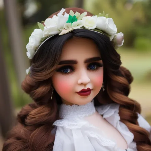 Prompt: A Mexican woman as a porcelain doll