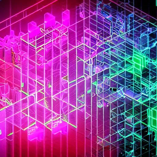 neon, infinite cubes, futuristic, cyberpunk, art dec... | OpenArt