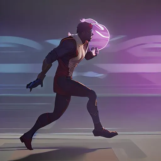 Prompt: A superhero running down the street in comic book style