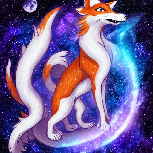 Prompt: Galaxy anthropomorphic Kitsune