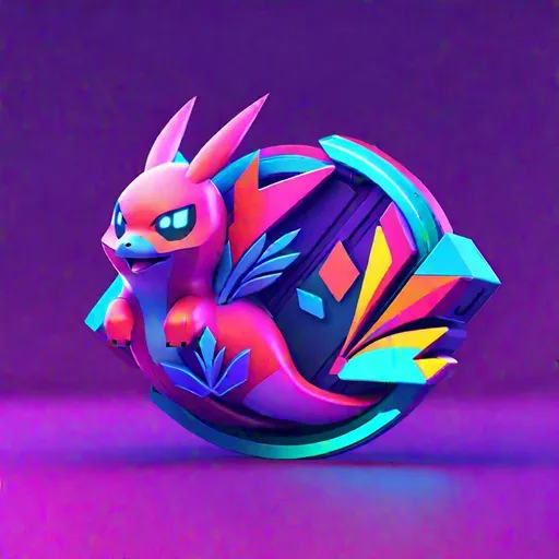 Prompt: 3d blended, smooth, neon vibrant color scheme, logo called PokeBank