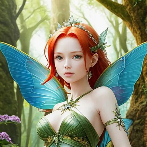 Prompt: a fairy with red hair