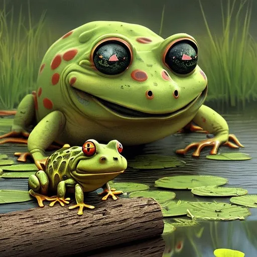 Prompt: There once was a curious frog
Who sat by a pond on a log
And, to see what resulted,
In the pond catapulted
With a water-noise heard round the bog.
