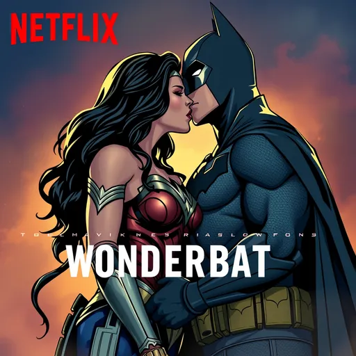 Prompt: cover for a netflix series,
image: wonder woman kissing batman,
title: wonderbat