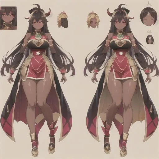 Anime girl full body character reference sheet