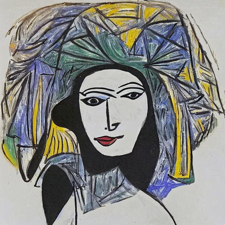 Picasso style painting of a beautiful African queen | OpenArt