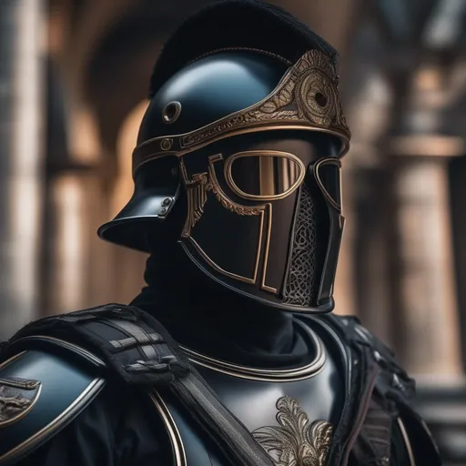 Prompt: A modern roman military male in black military armor galea helmet of roman armor, and gas mask, background Roman futuristic Hyperrealistic, sharp focus, Professional, UHD, HDR, 8K, Render, electronic, dramatic, vivid, pressure, nervous vibe, loud, tension, dark, Epic