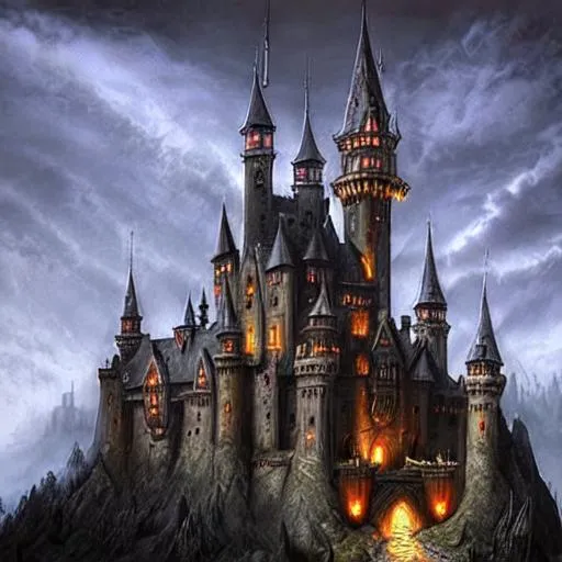 Prompt: fantasy dark medieval castle