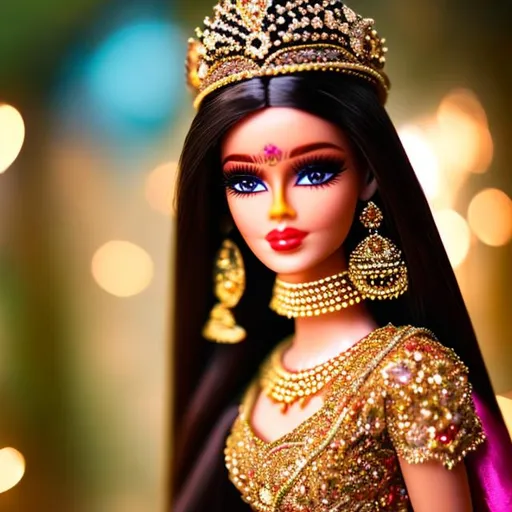 Prompt: Highest quality picture of a very detailed Indian Barbie princess