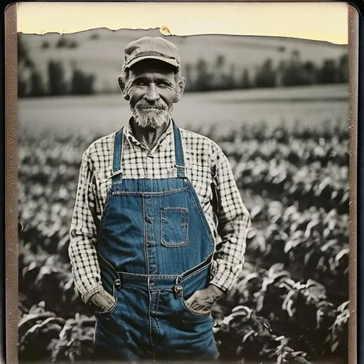 Prompt: polaroid photo of a farmer in idaho
