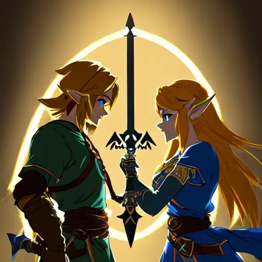 Zelda breath of the wild in a shadowy dark room with... | OpenArt