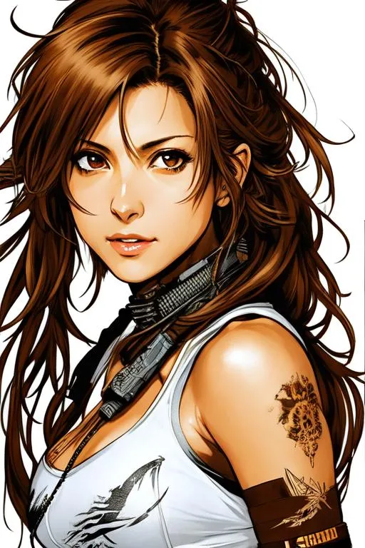 Prompt: (((Yoji Shinkawa))), sticker of ultra detailed portrait of Marisa Tomei, 25 years old, as Tribal warrior,  high quality cell shaded illustration in post apocalyptic style by Yoji Shinkawa, ((full body)), dynamic pose, perfect anatomy, centered, freedom, soul, brown long hair, approach to perfection, cell shading, 4k , cinematic dramatic atmosphere, watercolor painting, global illumination, detailed and intricate environment, artstation, concept art, fluid and sharp focus, volumetric lighting, cinematic lighting, Artby Ilya Kuvshinov,