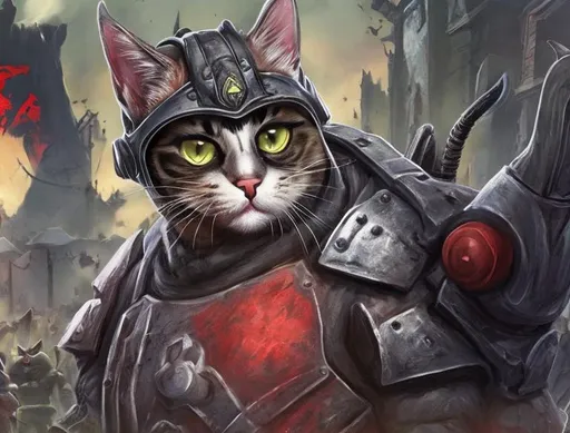 Prompt: the cat as horde war chief