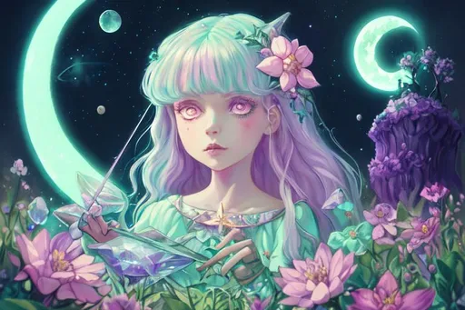 Witch, aesthetic, pastel, beautiful, painting, fairy... | OpenArt