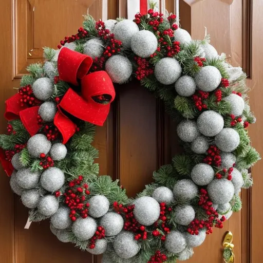 Prompt: Create an image of someone making a Christmas wreath
