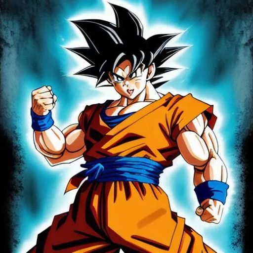 Son Goku Super Sayajin, attack position, full body