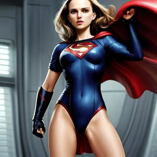 Prompt: Natalie Portman as a superhero, full body 