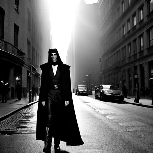 Prompt: monochrome, city, cybernetic, christian bale, skinny, anorexic, starved, catholic priest, fur hat, gothic, scifi