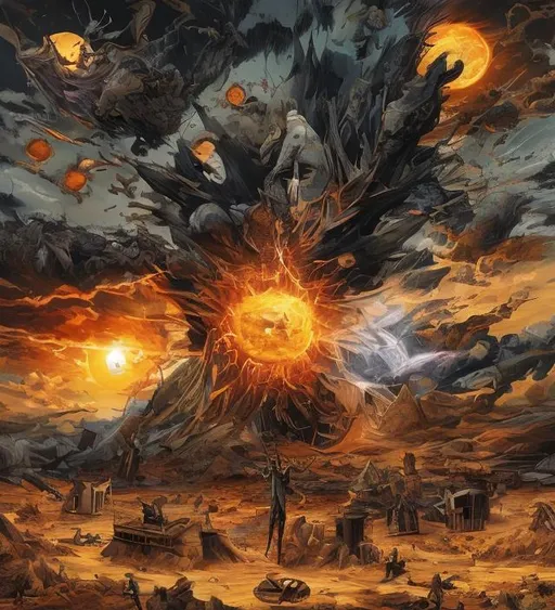 Prompt: Humanity’s last stand against the sun no words in the image


