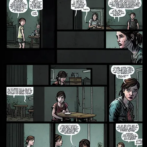 The last of us comics 4k, ellie in DC-style panels