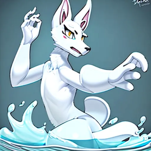 Prompt: white liquid latex furry