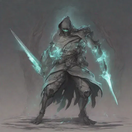 Prompt: {{{{{{Gelatinous Body}}}}}}, {{{Full Body Grey Skin}}}, {{Slime Like Body}}, masculine, evolution, wielding two psionic daggers, fantasy setting, cave background, combat stance