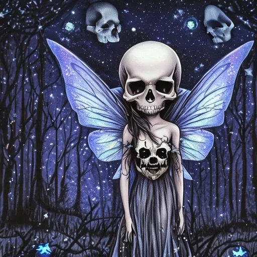 fairy , skulls in woods and night sky with stars | OpenArt